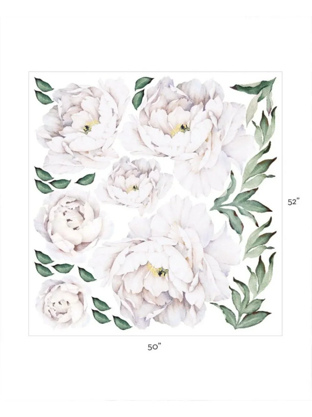 Elegant Peony Flower Wall Sticker - White Floral Decal for Home Decor